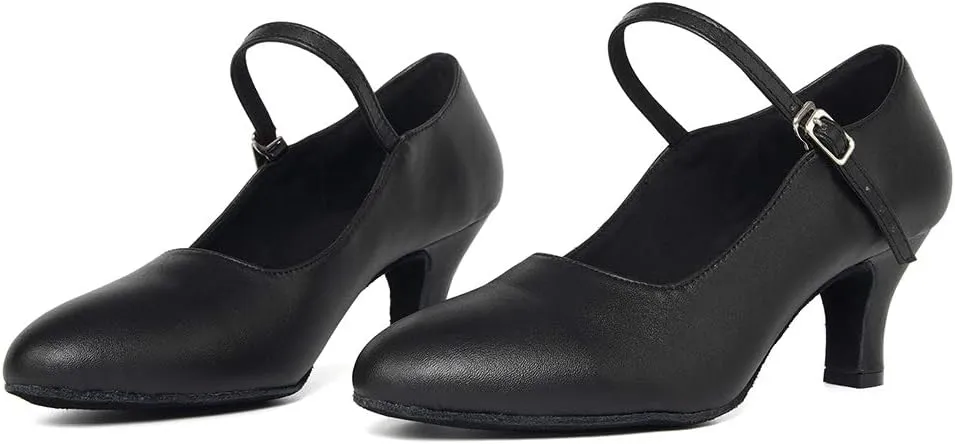 TINRYMX Closed Toe Dance Shoes Women Mary Jane Shoes Latin Ballroom Salsa Shoes Character Shoes, US 5