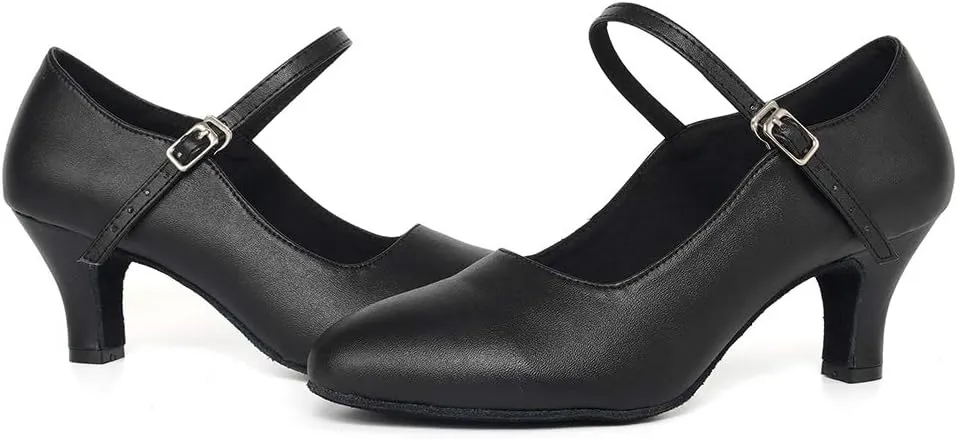 TINRYMX Closed Toe Dance Shoes Women Mary Jane Shoes Latin Ballroom Salsa Shoes Character Shoes, US 5