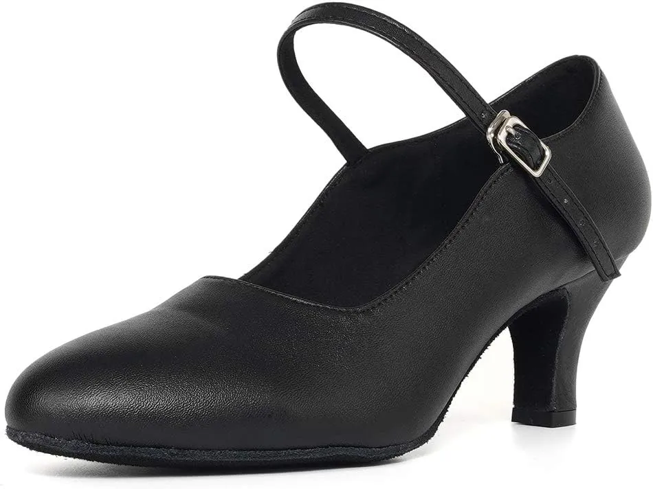 TINRYMX Closed Toe Dance Shoes Women Mary Jane Shoes Latin Ballroom Salsa Shoes Character Shoes, US 5