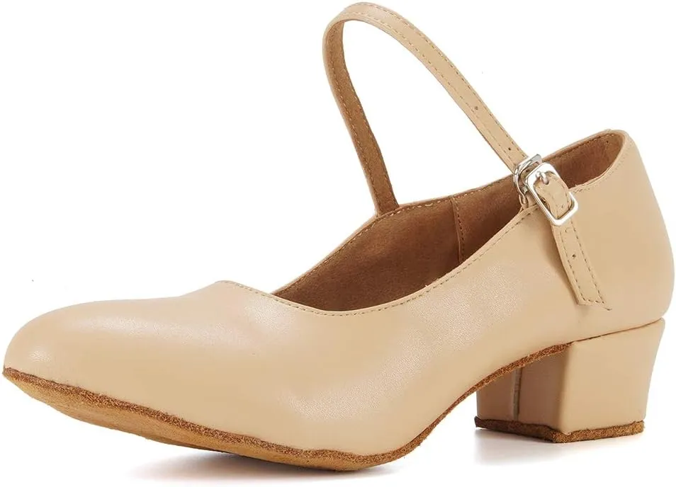 TINRYMX Closed Toe Dance Shoes Women Mary Jane Shoes Latin Ballroom Salsa Shoes Character Shoes, US 5