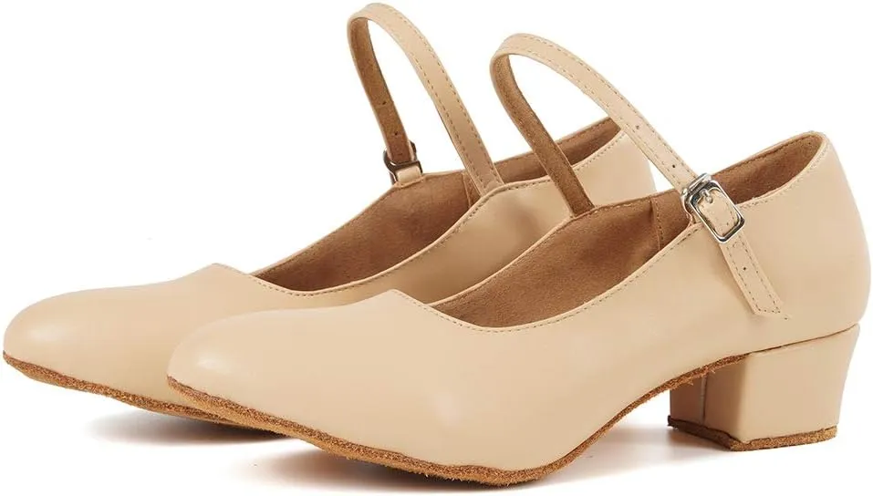 TINRYMX Closed Toe Dance Shoes Women Mary Jane Shoes Latin Ballroom Salsa Shoes Character Shoes, US 5