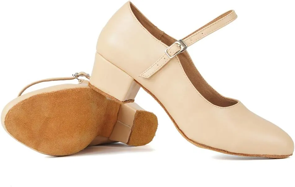 TINRYMX Closed Toe Dance Shoes Women Mary Jane Shoes Latin Ballroom Salsa Shoes Character Shoes, US 5