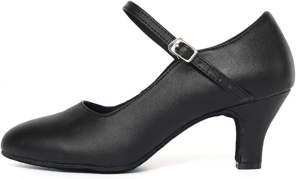 TINRYMX Closed Toe Dance Shoes Women Mary Jane Shoes Latin Ballroom Salsa Shoes Character Shoes, US 5