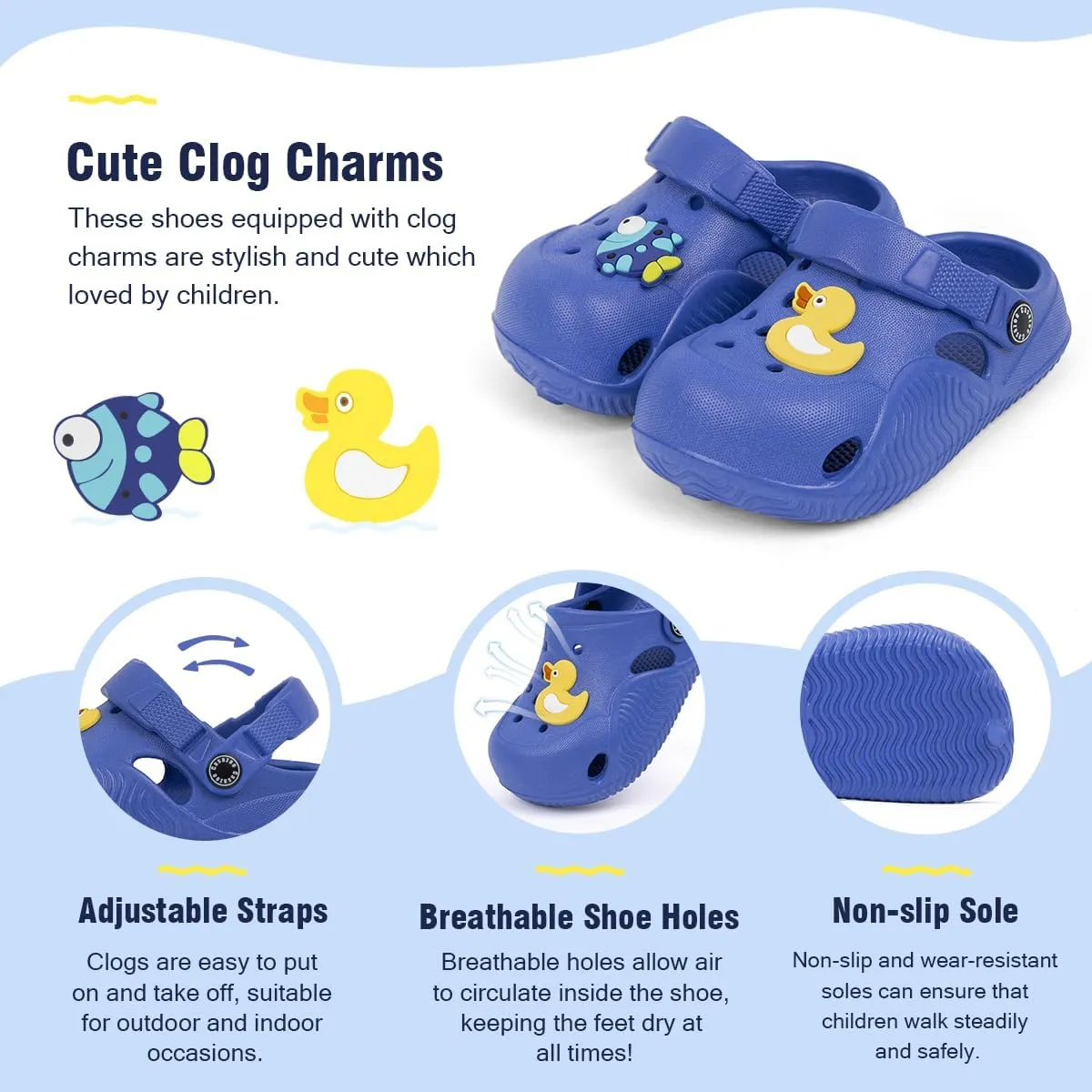 Toddler Cute Garden Clogs Boys Girls Slip On Shoes Summer Lightweight Outdoor Slides Sandals Infant Children Beach Pool Shoes (Toddler/Little Kids)