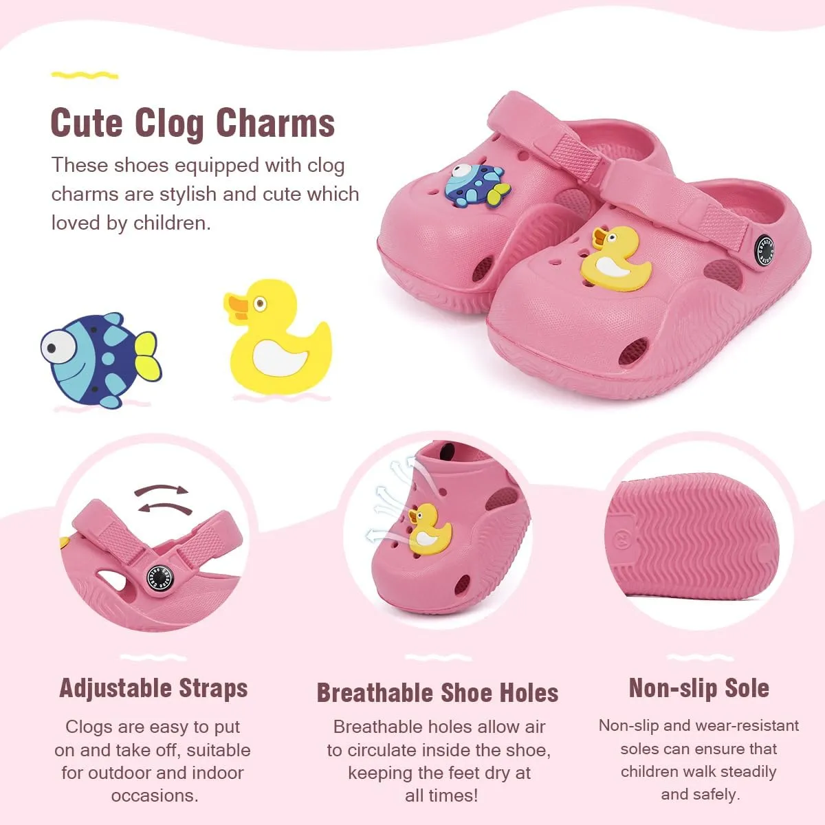 Toddler Cute Garden Clogs Boys Girls Slip On Shoes Summer Lightweight Outdoor Slides Sandals Infant Children Beach Pool Shoes (Toddler/Little Kids)