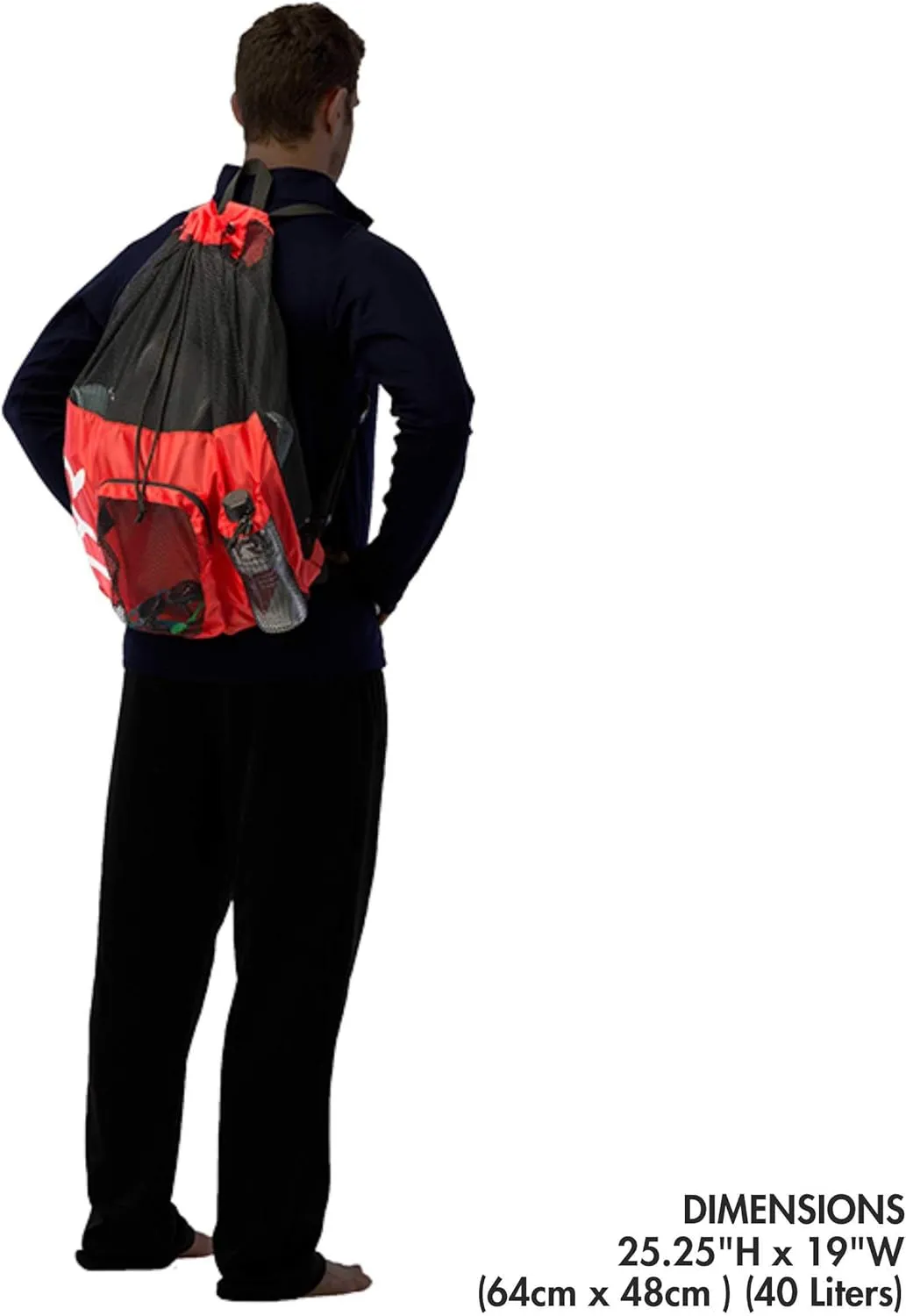 TYR Big Mesh Mummy Backpack for Wet Swimming, Gym, and Workout Gear, Blue/Yellow