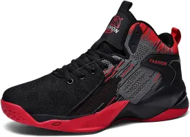 Unisex High Top Lightweight Fly-Weaving Running Jogging Sneakers Basketball Shoes for Youth