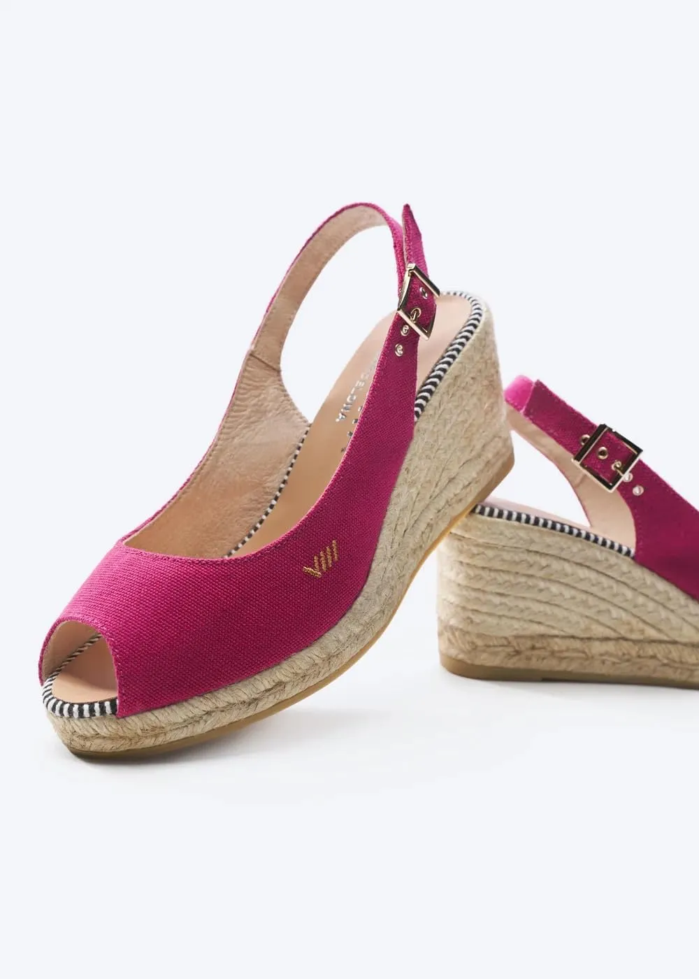 VISCATA Gavina Canvas Slingback Wedge with Ankle Strap Handmade 2  Heel Women's Sandals with Breathable Organic Cotton Canvas and 100% Natural Jute Midsole for all Casual Occasions