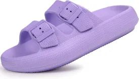Weweya Sandals for Women and Men - Pillow Slippers - Double Buckle Adjustable Slides - EVA Flat Sandals