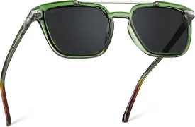 WMP Eyewear - Modern Men's Square Aviator Sunglasses - Double Metal Bridge with Polarized Lens