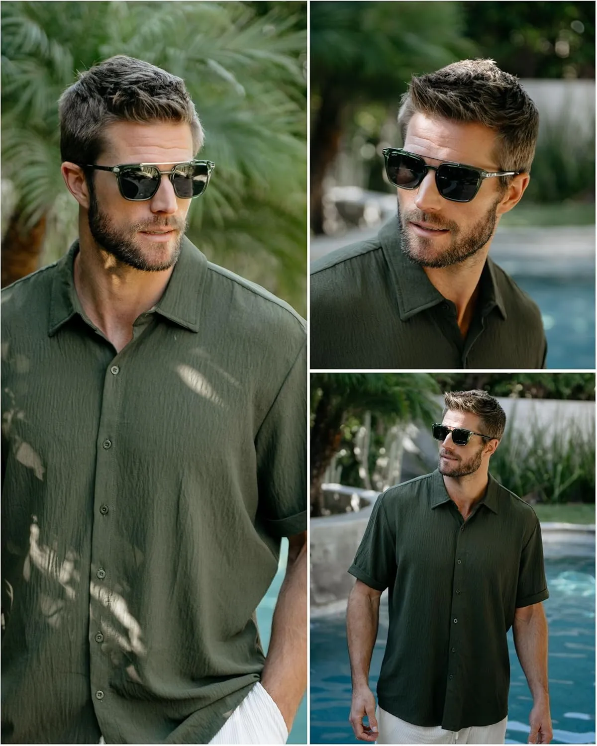 WMP Eyewear - Modern Men's Square Aviator Sunglasses - Double Metal Bridge with Polarized Lens