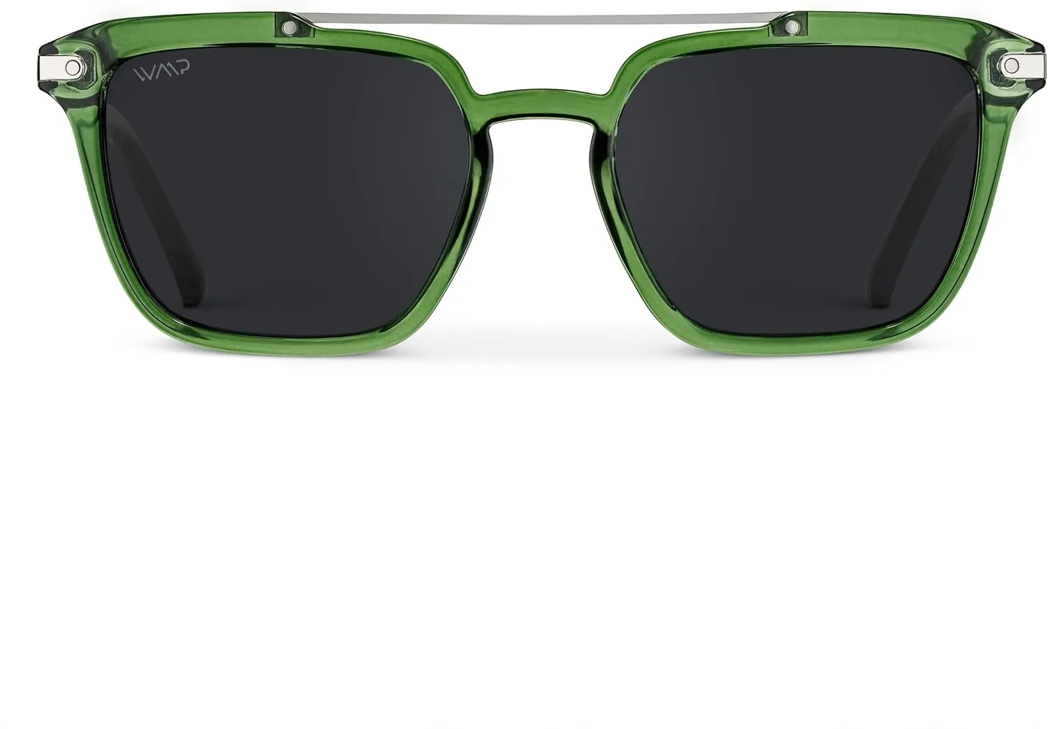 WMP Eyewear - Modern Men's Square Aviator Sunglasses - Double Metal Bridge with Polarized Lens