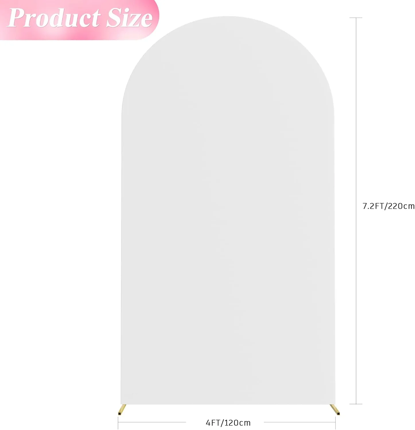 Wokceer 7.2FT Wedding Arch Cover Spandex Fitted Wedding Arch Stand Covers Round Top Chiara Backdrop Cover for Birthday Party Ceremony Banquet Decoration White