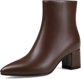 Women's Ankle Boots Pointed Toe Chunky Block Heel Short Boots for Women Low Heeled Booties