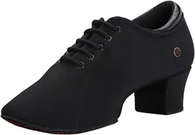Women's Ballroom Dance Shoes Lace-up Closed Toe Suede Sole Professional Modern Salsa Latin Teaching Practice Performance Dance Shoes,Black,6.5