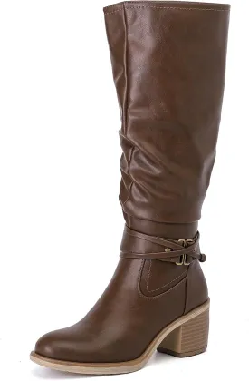 Women's Slouchy Knee High Boots Riding Combat Boots with Chunky Heel,Comfortable and Fashionable for Fall and Winter Wear for Women.