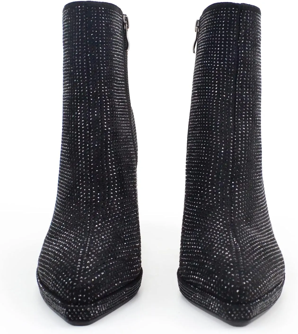 Women's Western Rheinstone Cowboy Boots Block Heel Pointed Toe Flash Ankle Boots for Outdoor Party Side Zip Comfort Booties