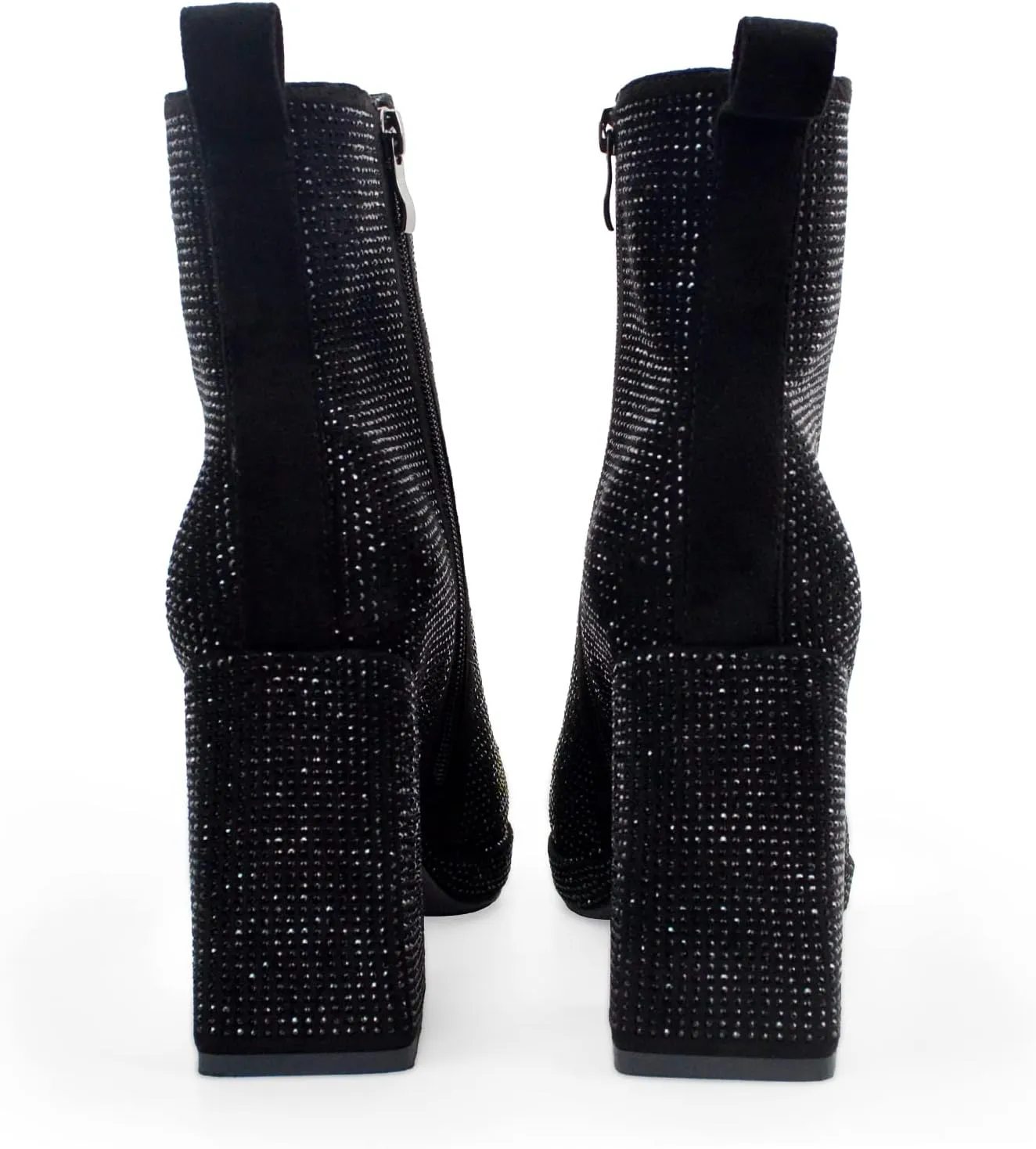 Women's Western Rheinstone Cowboy Boots Block Heel Pointed Toe Flash Ankle Boots for Outdoor Party Side Zip Comfort Booties