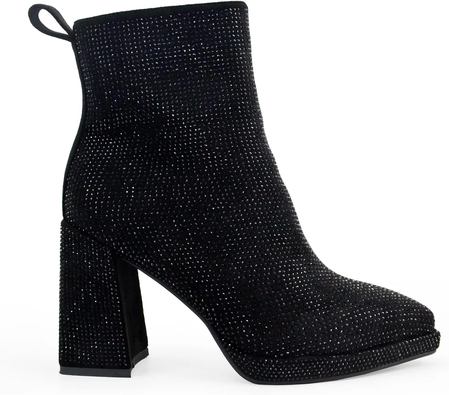 Women's Western Rheinstone Cowboy Boots Block Heel Pointed Toe Flash Ankle Boots for Outdoor Party Side Zip Comfort Booties