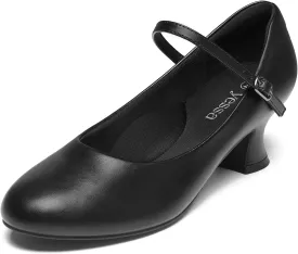 YESSA 1920s Shoes for Women Character Shoes 2"/2.5" Ballroom Dance Shoes for Folklorico Flamenco Latin Swing Salsa Pumps Ankle Strap Dancing Heels
